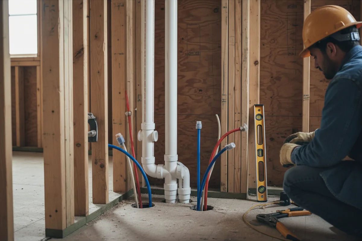 Drain and supply rough-in during Leak Detection in Roaring Gap